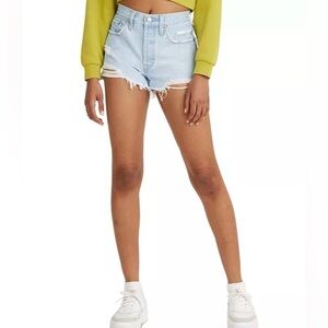 Levi’s 501 Button Fly 100% Cotton High-Rise Denim Shorts Light wash Womens 30